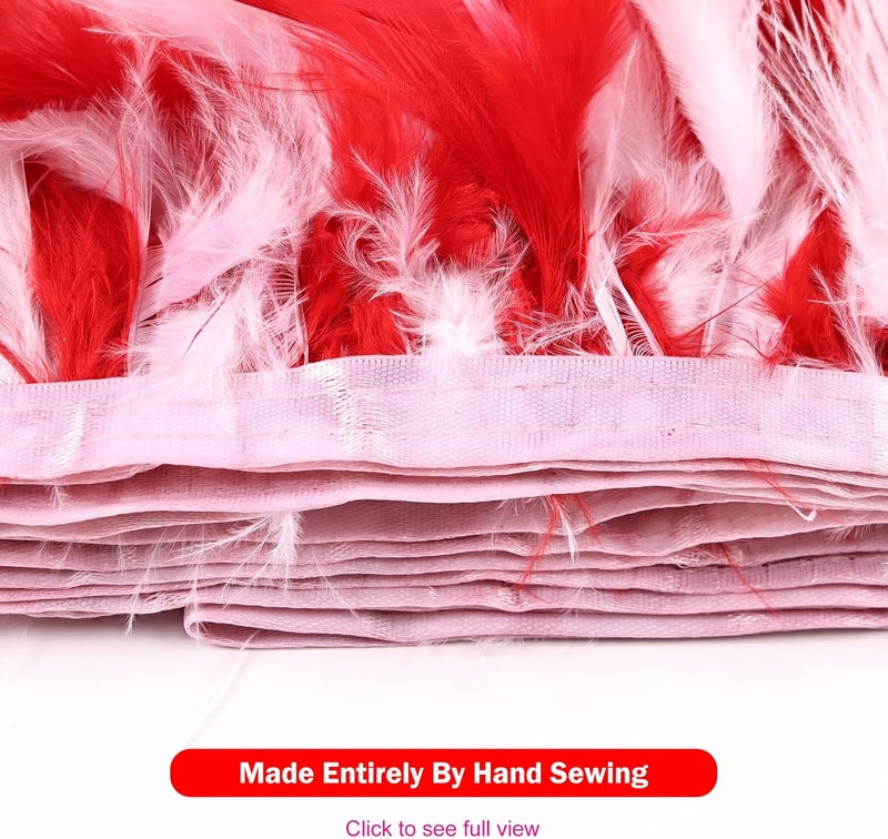 MAOFENG 2 Yards Natural Turkey Feathers Trim Sewing Fringe Fashion Dress Sewing 4-6inch for DIY Handicrafts Costumes Decoration,Red+White - Image 3